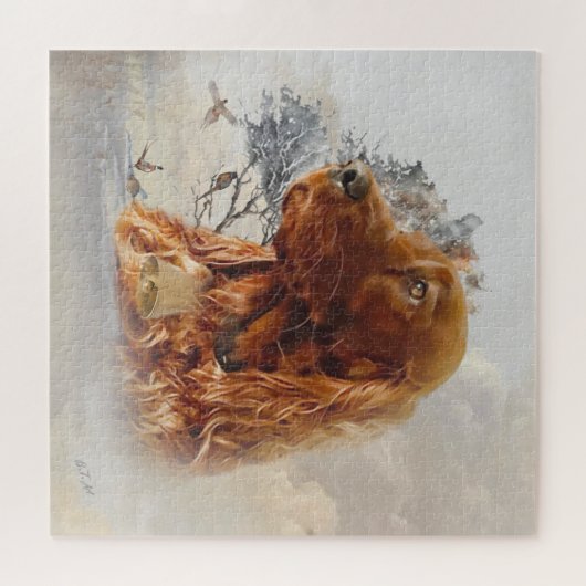 Ierse setter met fazant legpuzzel (Horizontaal)