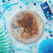 Ierse setter met fazant papieren bordje (Feest)