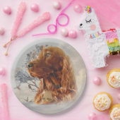 Ierse setter met fazant papieren bordje (Feest)