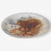 Ierse setter met fazant papieren bordje (Gekanteld)