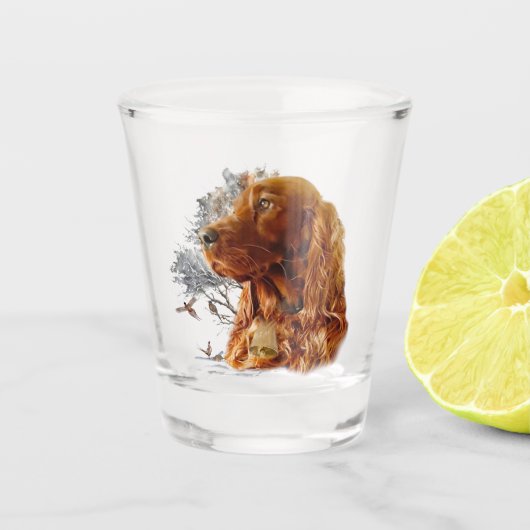 Ierse setter met fazant shot glas (Voorkant)