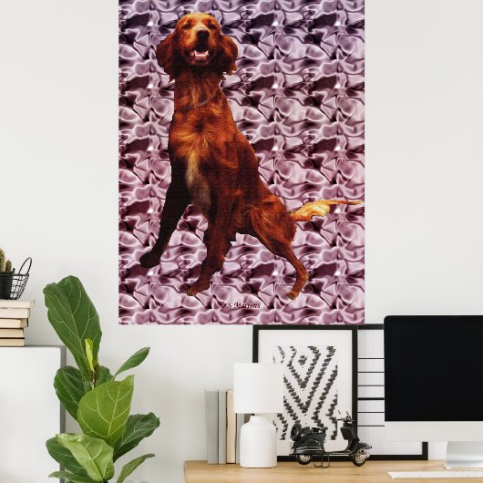 Ierse Setter met lavendelbloempatroon poster (Thuiskantoor)