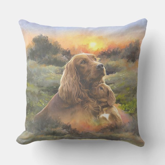 Ierse setter met puppy buitenkussen (Voorkant)