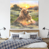 Ierse setter met puppy canvas afdruk (Insitu (Slaapkamer))