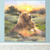 Ierse setter met puppy canvas afdruk (Insitu (Houten vloer))