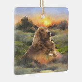 Ierse setter met puppy keramisch ornament (Rechts)