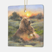 Ierse setter met puppy keramisch ornament (Links)