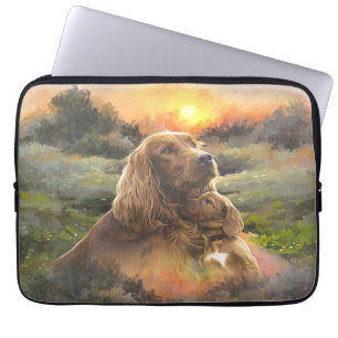 Ierse setter met puppy laptop sleeve