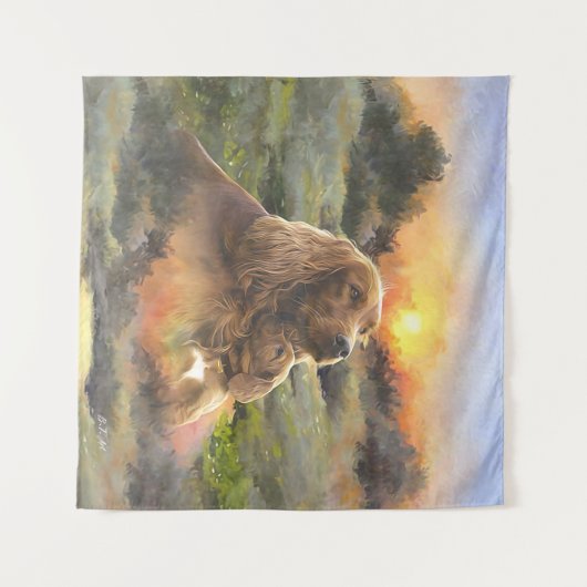 Ierse setter met puppy wandkleed (Voorkant (horizontaal))