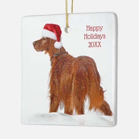 Ierse setter met sinterklaas Pet Keramisch Ornament (Links)