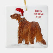 Ierse setter met sinterklaas Pet Keramisch Ornament (Voorkant)