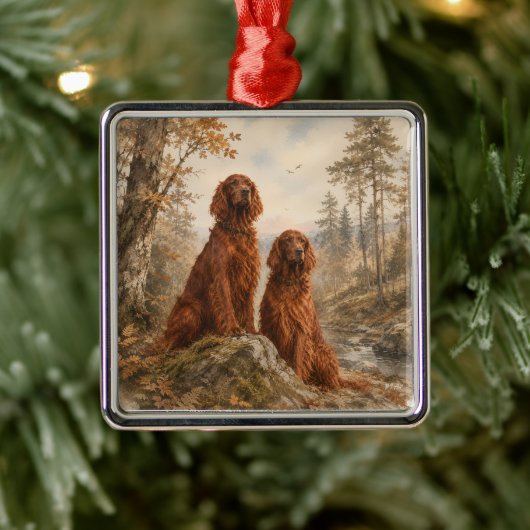 Ierse Setter Metalen Ornament (Boom)