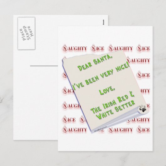 Ierse Setter Naughty Nice Feestdagenkaart (Voorkant / Achterkant)