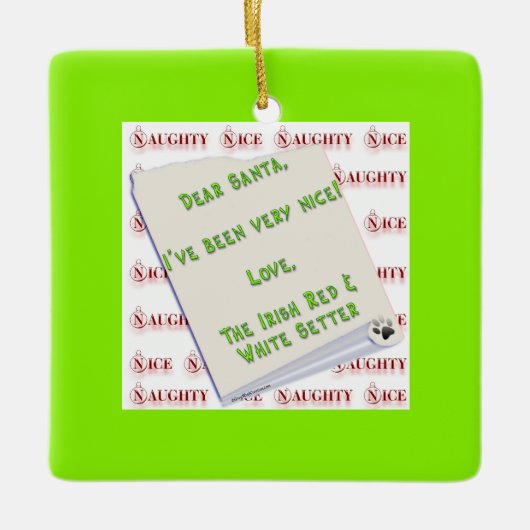 Ierse Setter Naughty Nice Keramisch Ornament (Voorkant)