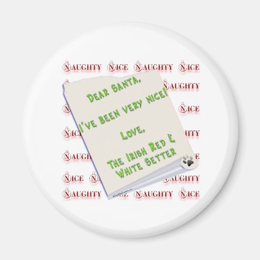 Ierse Setter Naughty Nice Magneet (Voorkant)