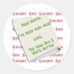 Ierse Setter Naughty Nice Ronde Sticker