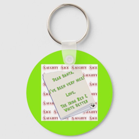 Ierse Setter Naughty Nice Sleutelhanger (Voorkant)