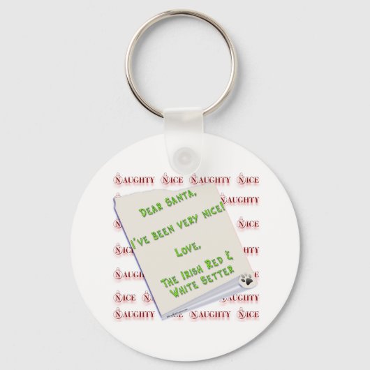 Ierse Setter Naughty Nice Sleutelhanger (Voorkant)