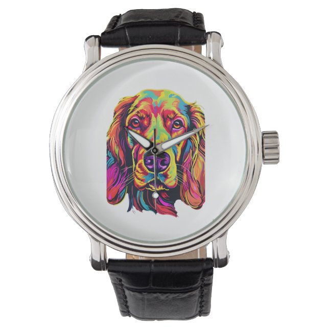 Ierse Setter Neon Design Horloge (Voorkant)