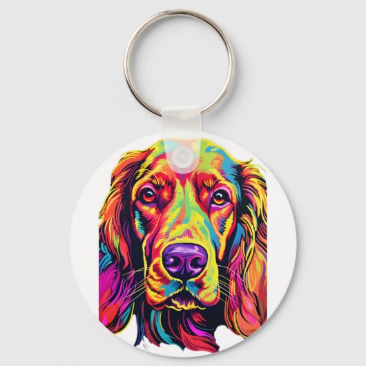Ierse Setter Neon Design Sleutelhanger (Voorkant)