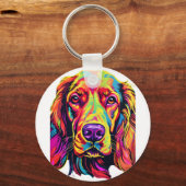 Ierse Setter Neon Design Sleutelhanger (Voorkant)