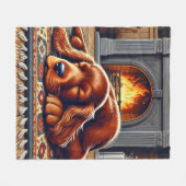 Ierse Setter Puppy Slapen bij een warme open haard Fleece Deken (Voorkant (Horizontaal))