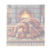 Ierse Setter Puppy Slapen bij een warme open haard Notitieblok (Voorkant)