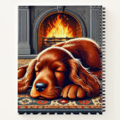 Ierse Setter Puppy Slapen bij een warme open haard Notitieboek (Achterkant)