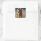 Ierse Setter Rent met een Stok Vierkante Sticker (Tas)