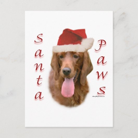Ierse Setter Santa Paws Feestdagenkaart (Voorkant)