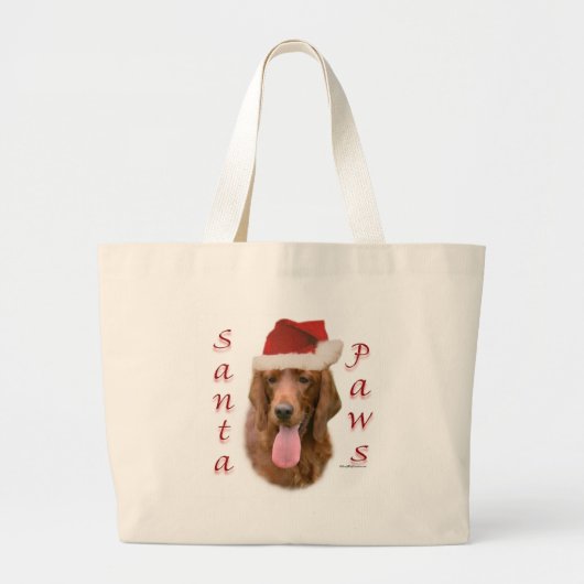 Ierse Setter Santa Paws Grote Tote Bag (Voorkant)