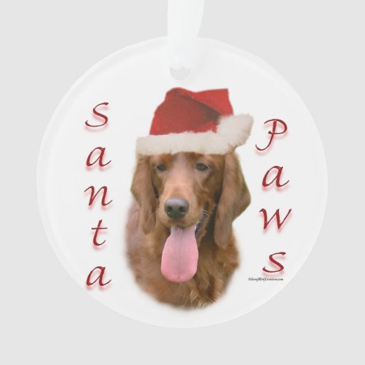 Ierse Setter Santa Paws Ornament (voorkant)