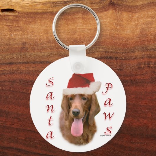 Ierse Setter Santa Paws Sleutelhanger (Voorkant)
