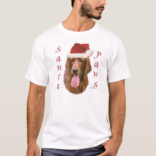 Ierse Setter Santa Paws T-shirt (Voorkant)
