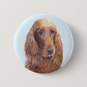 Ierse Setter Schilderij - Mooie Originele Honden K Ronde Button 5,7 Cm