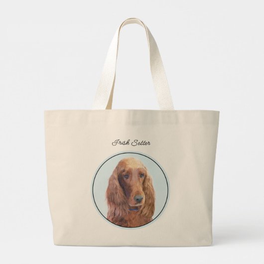 Ierse Setter Schilderij Rood Schattige Originele H Grote Tote Bag (Achterkant)