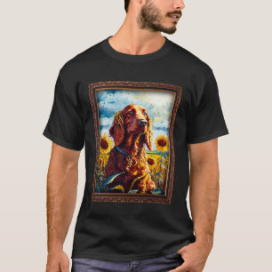 Ierse setter schilderij zonnebloem moeder vrouwen t-shirt