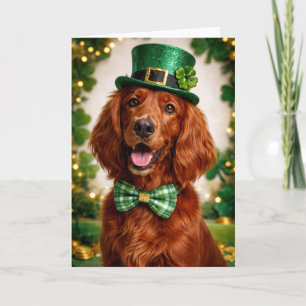 Ierse Setter St. Patrick's Day kaart, Leprechaun Kaart