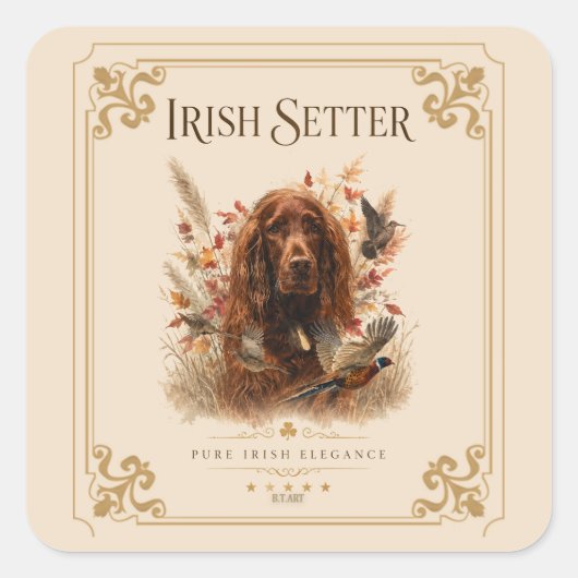 Ierse Setter Vierkante Sticker (Voorkant)