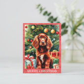 Ierse Setter Vrolijk Kerstfeest Schattigee Puppy D Briefkaart (Staand voorkant)