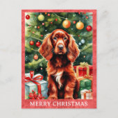 Ierse Setter Vrolijk Kerstfeest Schattigee Puppy D Briefkaart (Voorkant)