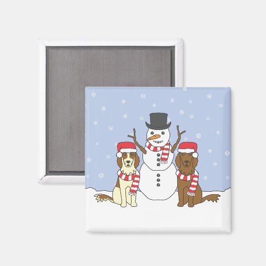 Ierse Setters en Snowman Magneet (Voorkant / Achterkant)