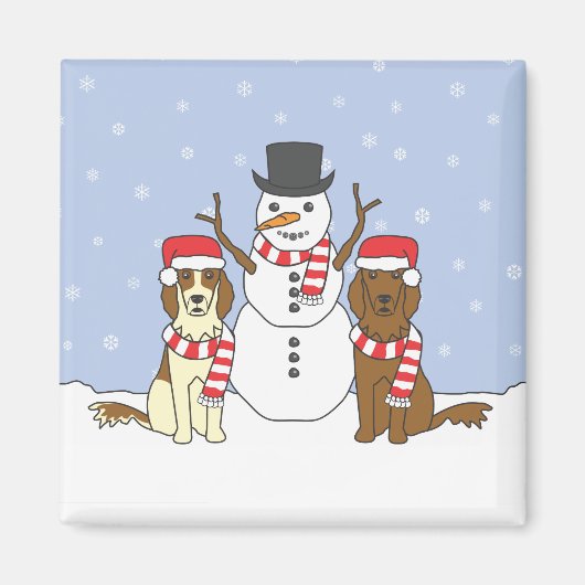 Ierse Setters en Snowman Magneet (Voorkant)