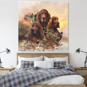 Ierse Setters met fazanten - Passion Hunt Canvas Afdruk (Insitu (Slaapkamer))