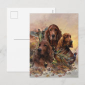 Ierse Setters met fazanten - Passion Hunt Feestdagenkaart (Voorkant / Achterkant)