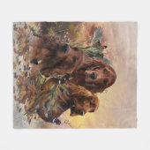 Ierse Setters met fazanten - Passion Hunt Fleece Deken (Voorkant (Horizontaal))