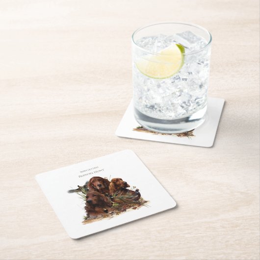 Ierse Setters met fazanten - Passion Hunt Kartonnen Onderzetters (Insitu)