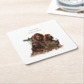 Ierse Setters met fazanten - Passion Hunt Kartonnen Onderzetters (Schuin)