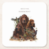 Ierse Setters met fazanten - Passion Hunt Kartonnen Onderzetters (Voorkant)