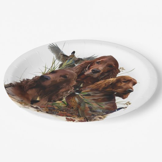 Ierse Setters met fazanten - Passion Hunt Papieren Bordje (Gekanteld)